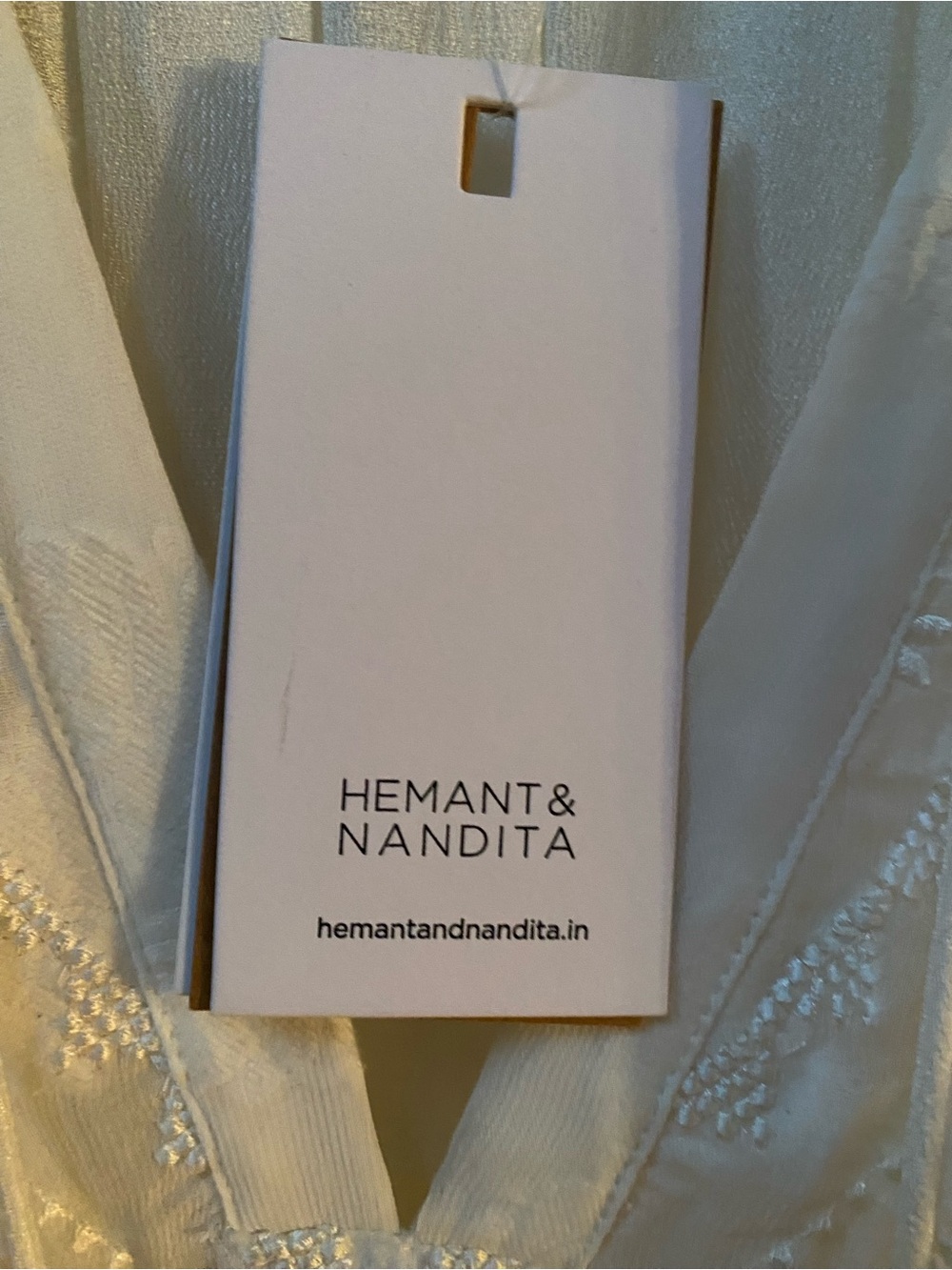 HEMANT & NANDITA White Boho Maxi Dress with Eyelet Detail - Picture 3 of 5